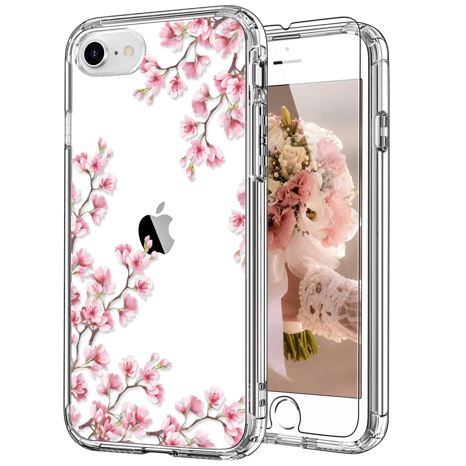 ICEDIO Cellular Phone Case for iPhone SE 2020/2022, 6.1 inch | Floral Transparent Slim Cover — Nice Florals