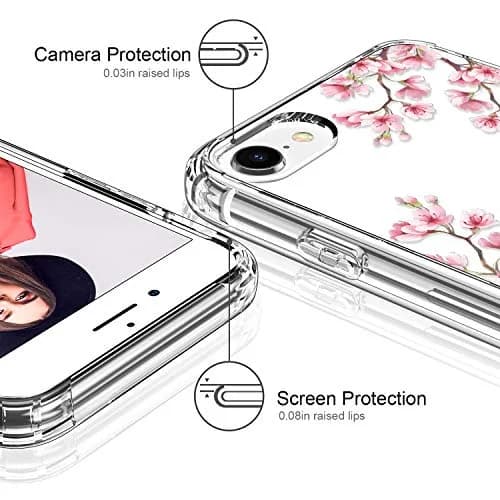 ICEDIO Cellular Phone Case for iPhone SE 2020/2022, 6.1 inch | Floral Transparent Slim Cover thumbnail 2