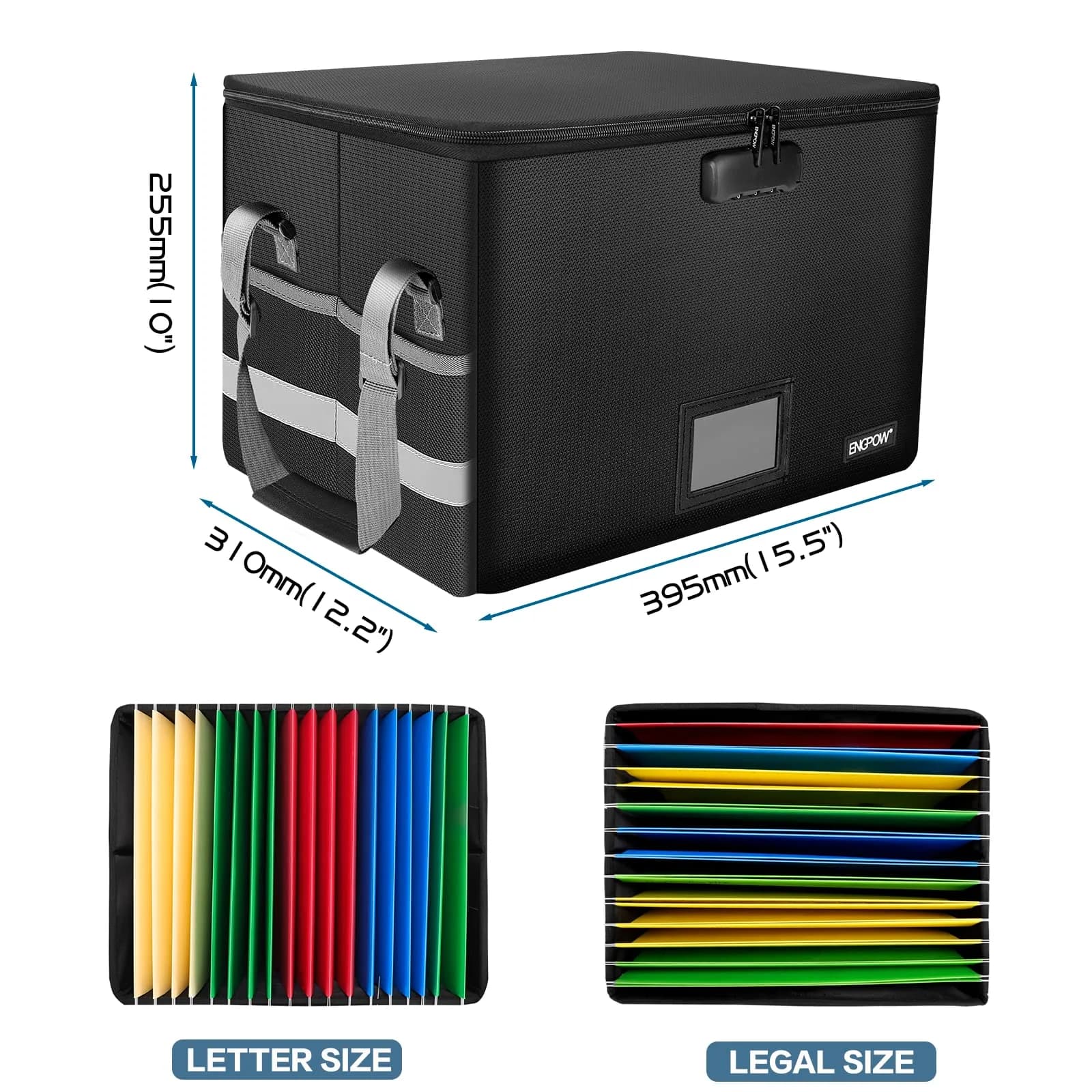 ENGPOW Fireproof Document Box with Lock, Collapsible File Organizer 33L (1.17 cu ft) | Secure Home Office Safe - view 5