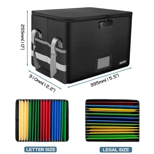 ENGPOW Fireproof Document Box with Lock, Collapsible File Organizer 33L (1.17 cu ft) | Secure Home Office Safe thumbnail 5