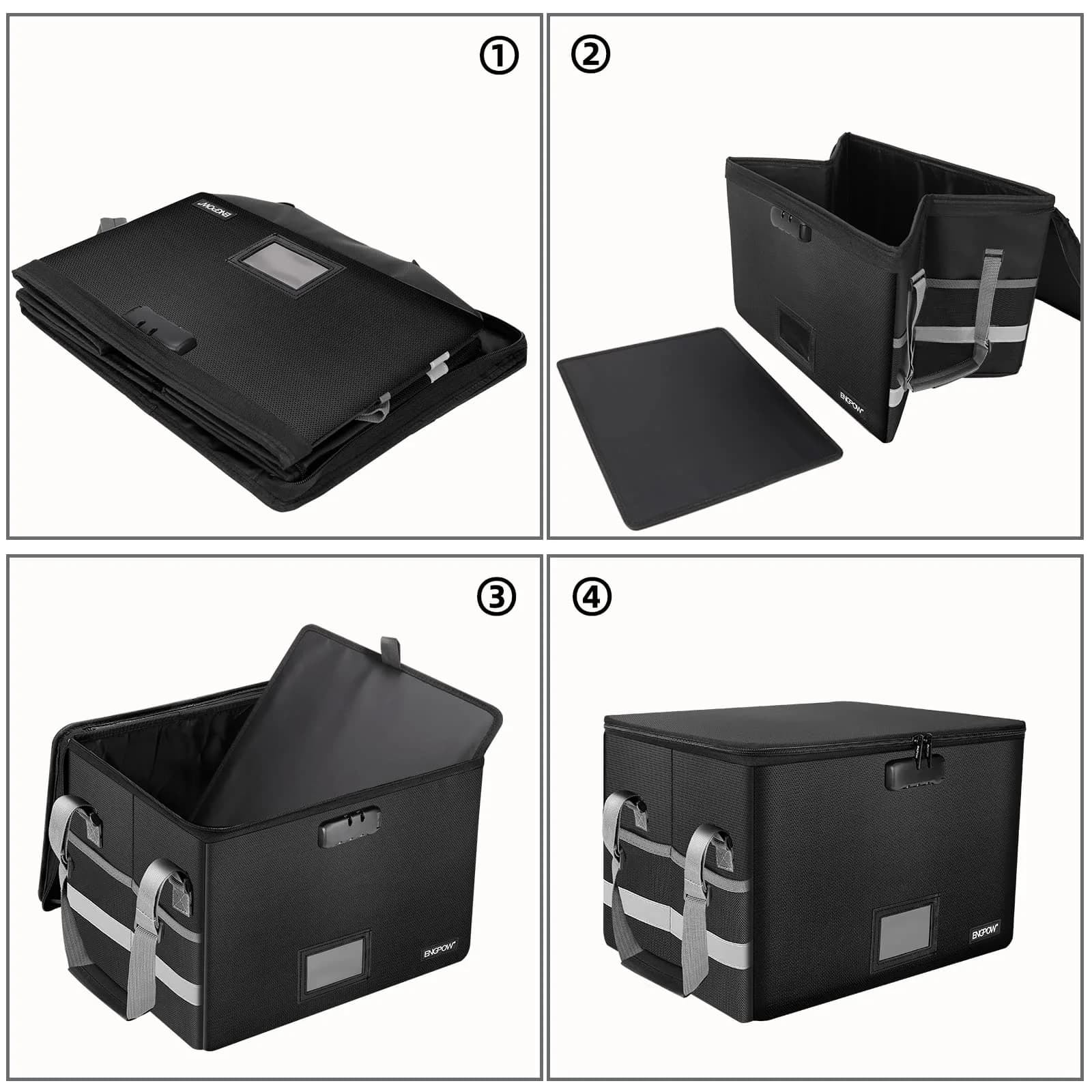 ENGPOW Fireproof Document Box with Lock, Collapsible File Organizer 33L (1.17 cu ft) | Secure Home Office Safe - view 7