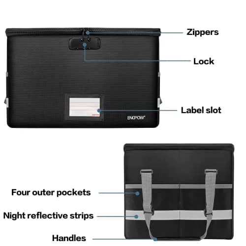 ENGPOW Fireproof Document Box with Lock, Collapsible File Organizer 33L (1.17 cu ft) | Secure Home Office Safe thumbnail 8