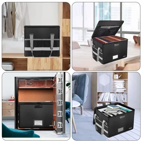 ENGPOW Fireproof Document Box with Lock, Collapsible File Organizer 33L (1.17 cu ft) | Secure Home Office Safe thumbnail 2