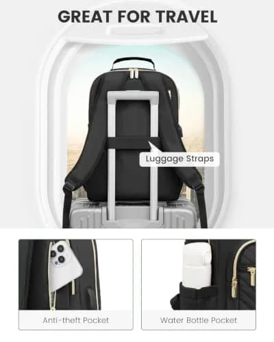 LOVEVOOK 15.6 Inch Laptop Backpack Purse for Women | Water-Resistant, USB Port, Daypack for Work & Travel thumbnail 4