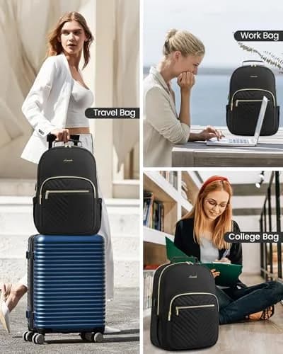 LOVEVOOK 15.6 Inch Laptop Backpack Purse for Women | Water-Resistant, USB Port, Daypack for Work & Travel thumbnail 8