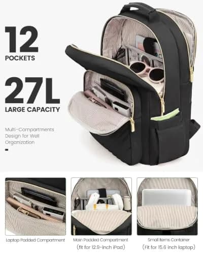 LOVEVOOK 15.6 Inch Laptop Backpack Purse for Women | Water-Resistant, USB Port, Daypack for Work & Travel thumbnail 2