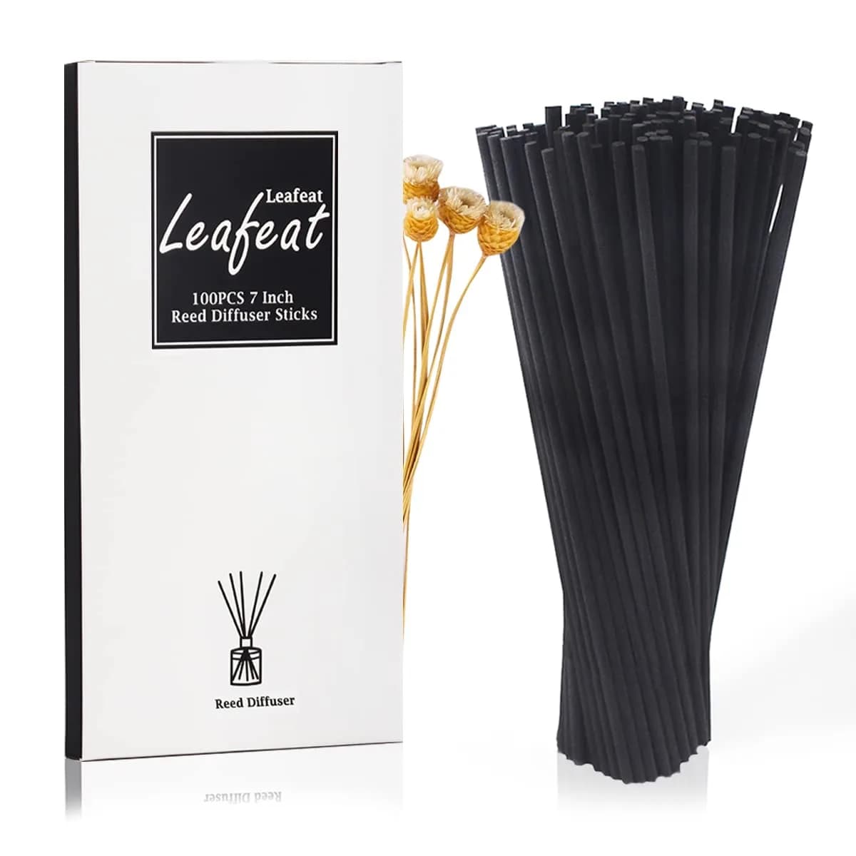 PLYXQ Black Fiber Reed Diffuser Sticks 18cm (7 Inch) - 100 Count | Natural Scent Diffusion — Black