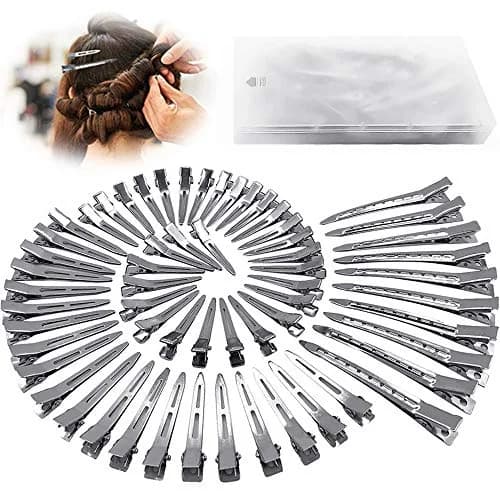 HiJeaton 60Pcs Metal Duck Billed Hair Clips for Women Styling Sectioning, Silver Hair Pins for Long Hair, Alligator Curl Loc Clips for Thick Hair Roller, Salon, Bows DIY | Non-slip, Durable, Easy to Use thumbnail 1