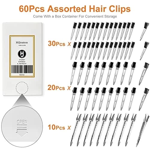HiJeaton 60Pcs Metal Duck Billed Hair Clips for Women Styling Sectioning, Silver Hair Pins for Long Hair, Alligator Curl Loc Clips for Thick Hair Roller, Salon, Bows DIY | Non-slip, Durable, Easy to Use thumbnail 6