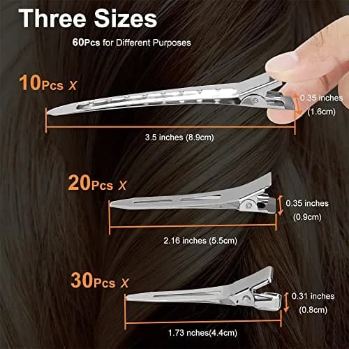 HiJeaton 60Pcs Metal Duck Billed Hair Clips for Women Styling Sectioning, Silver Hair Pins for Long Hair, Alligator Curl Loc Clips for Thick Hair Roller, Salon, Bows DIY | Non-slip, Durable, Easy to Use thumbnail 3