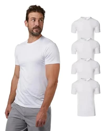 32 Degrees Men's Cool Classic Crewneck T-Shirt 4-Pack, White, X-Large | Breathable, Quick-Dry, Anti-Odor thumbnail 1