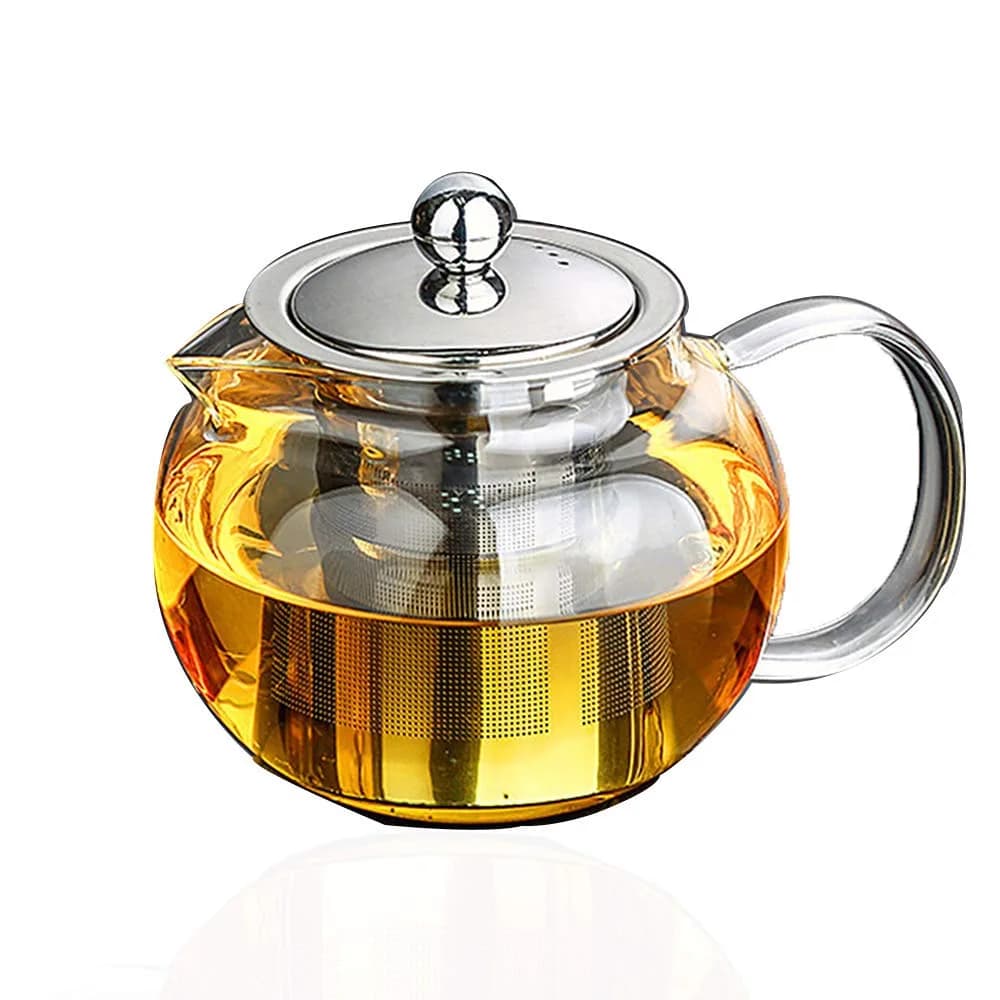 OUKEYI Thickened Borosilicate Glass Teapot with Stainless Steel Infuser, 950ml (32oz) | Stovetop Safe Loose Leaf Tea Brewer