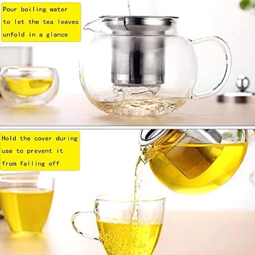 OUKEYI Thickened Borosilicate Glass Teapot with Stainless Steel Infuser, 950ml (32oz) | Stovetop Safe Loose Leaf Tea Brewer thumbnail 6