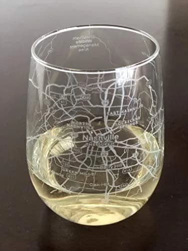 Or Something Stemless 17oz Wine Glass Urban City Map Nashville Tennessee | Etched Glassware for Wine Lovers thumbnail 1