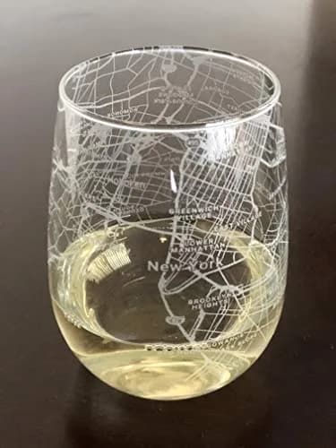 Or Something Stemless 17oz Wine Glass Urban City Map New York | Etched Glassware for Wine Lovers thumbnail 1