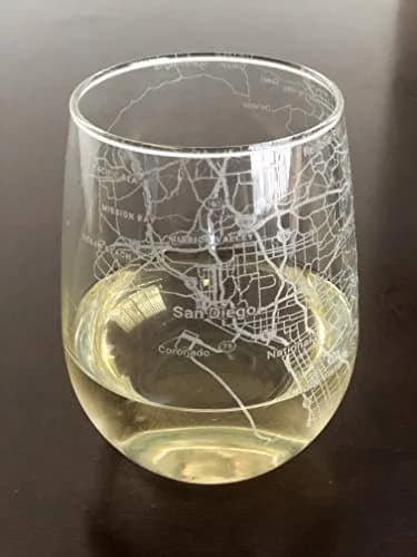 Or Something 17oz Stemless Wine Glass Urban Map San Diego | Dishwasher Safe thumbnail 1