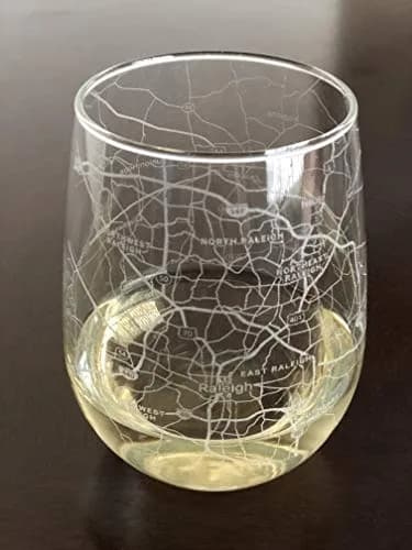 Or Something Stemless 17oz Wine Glass Urban City Map Raleigh North Carolina | Etched Glassware for Wine Lovers thumbnail 1