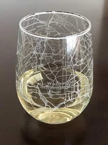 Or Something Stemless 17oz Wine Glass Urban City Map Washington DC | Etched Glassware for Wine Lovers thumbnail 1