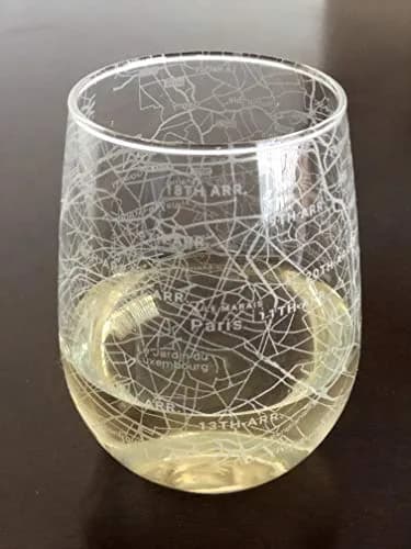 Or Something Stemless 17oz Wine Glass Urban City Map Paris France | Etched Crystal Glassware thumbnail 1