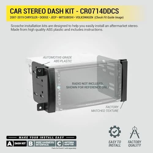 Scosche CR0714DDCS Double DIN Radio Install Dash Kit Compatible with Select 2007-19 Chrysler, Dodge or Jeep Vehicles - Complete Car Stereo Installation Kit - See Fit Guide in Images to Verify Vehicle thumbnail 4