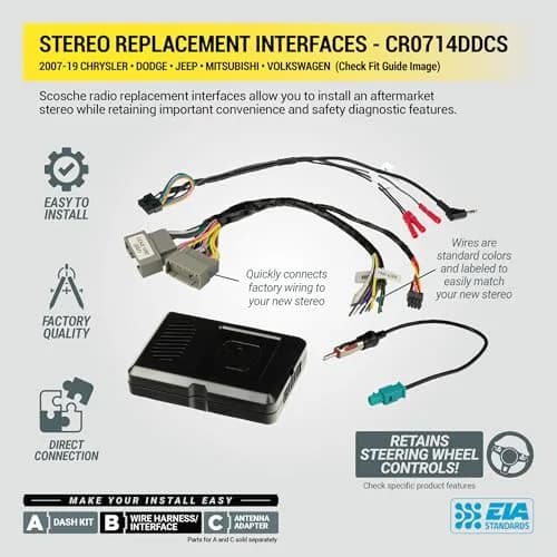 Scosche CR0714DDCS Double DIN Radio Install Dash Kit Compatible with Select 2007-19 Chrysler, Dodge or Jeep Vehicles - Complete Car Stereo Installation Kit - See Fit Guide in Images to Verify Vehicle thumbnail 8