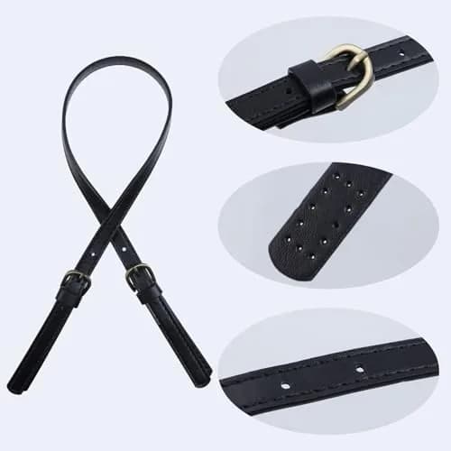 Semetall Black PU Leather Purse Handles 2 Pcs | 65cm-71cm Adjustable Bag Straps thumbnail 6