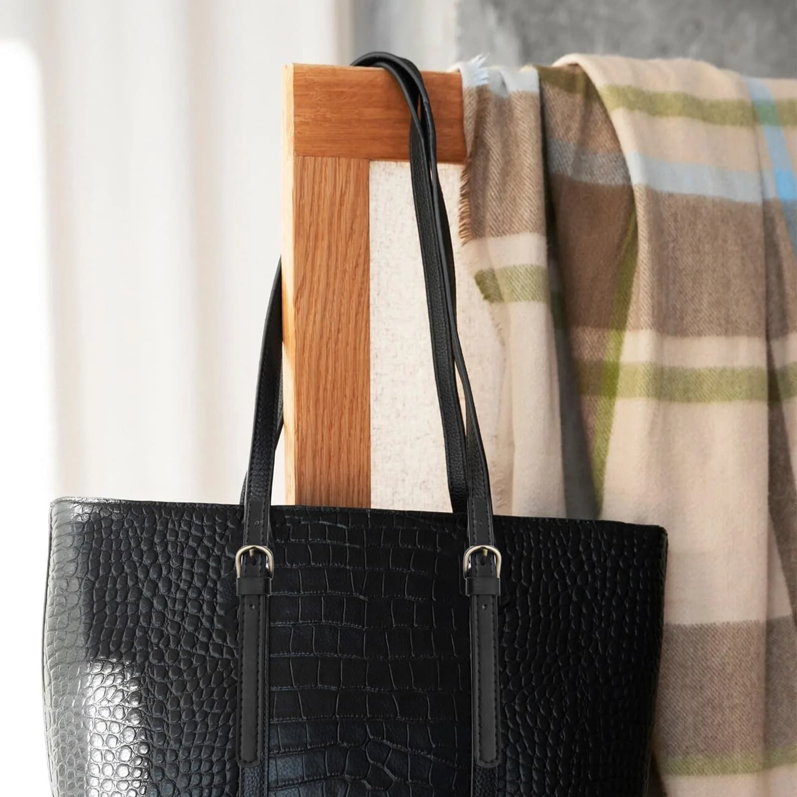 Semetall Black PU Leather Purse Handles 2 Pcs | 65cm-71cm Adjustable Bag Straps - view 4