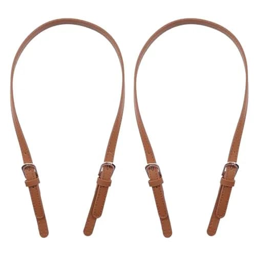 Semetall PU Leather Replacement Purse Straps 2 Pcs 67cm-76cm (26.38in-29.92in) Brown | Adjustable Bag Handles for Handbags & Shoulder Bags thumbnail 1