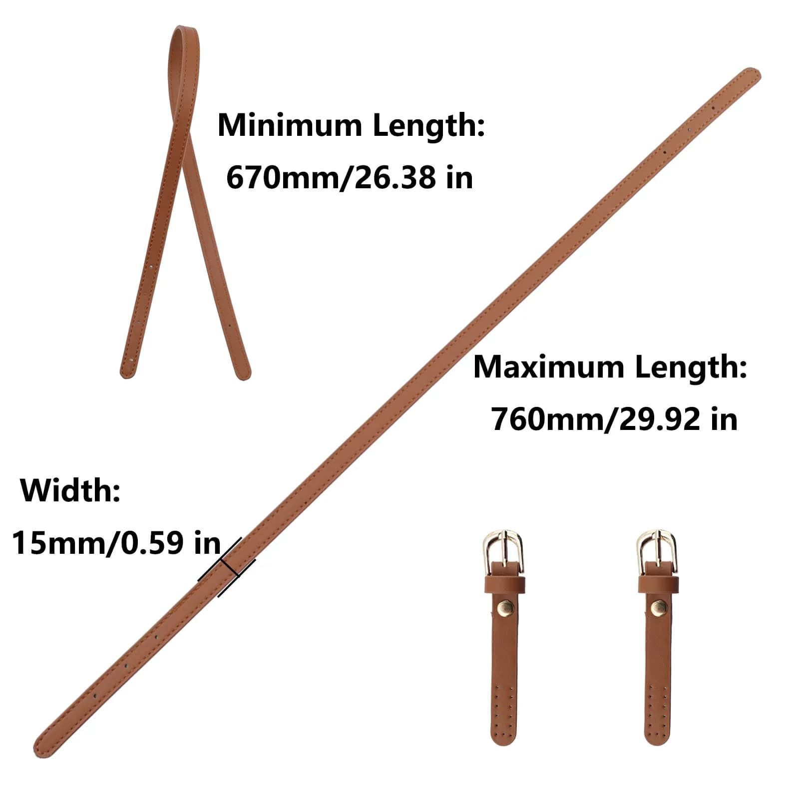 Semetall PU Leather Replacement Purse Straps 2 Pcs 67cm-76cm (26.38in-29.92in) Brown | Adjustable Bag Handles for Handbags & Shoulder Bags - view 2