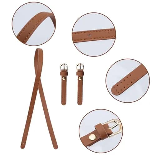Semetall PU Leather Replacement Purse Straps 2 Pcs 67cm-76cm (26.38in-29.92in) Brown | Adjustable Bag Handles for Handbags & Shoulder Bags thumbnail 3