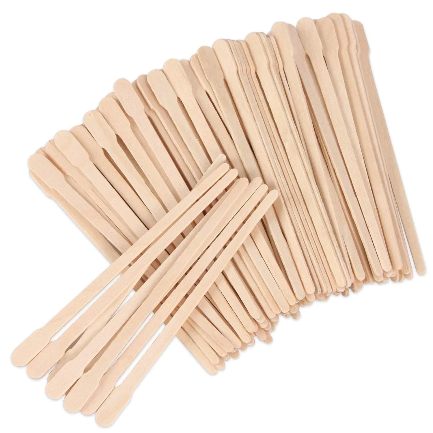 JANYUN 200 Pcs Wooden Eyebrow Waxing Sticks with Handle for Hair Removal - Face, Leg, Facial, and Eyebrow (88mm / 3.5 inch) — Oval Handle