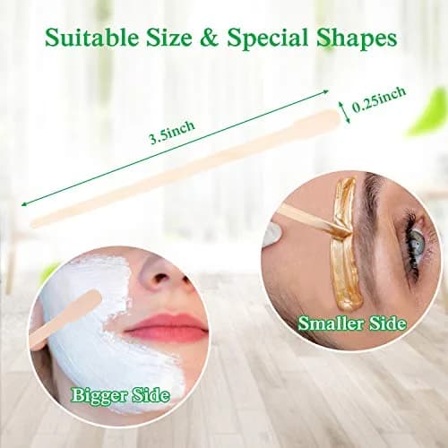 JANYUN 200 Pcs Wooden Eyebrow Waxing Sticks with Handle for Hair Removal - Face, Leg, Facial, and Eyebrow (88mm / 3.5 inch) thumbnail 2