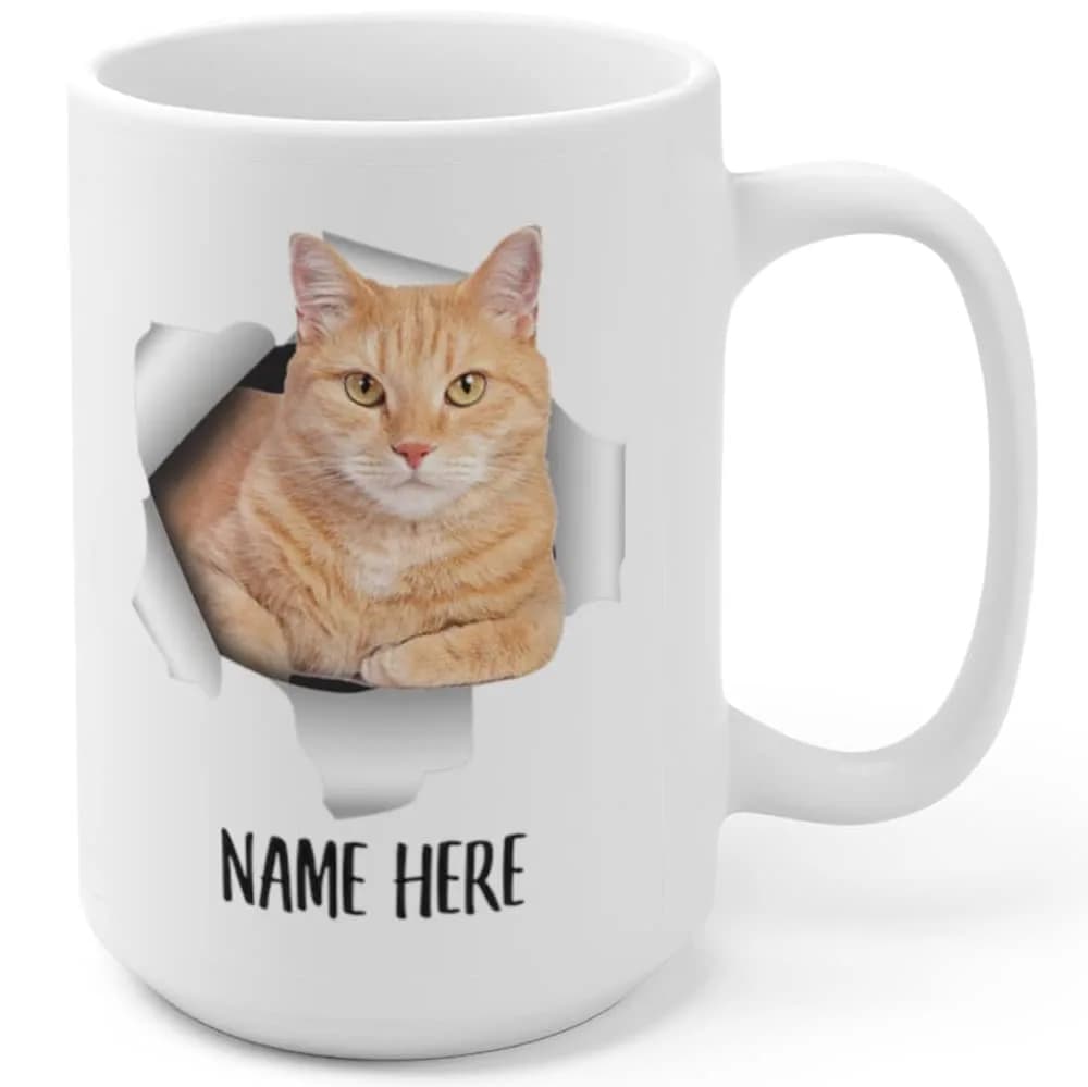 Lovesout Funny Personalized Name Tabby Cat Orange Custom Text Christmas 2026 Gifts White Coffee Mug 443ml (15oz) | Unique Gift for Cat Lovers - main product image