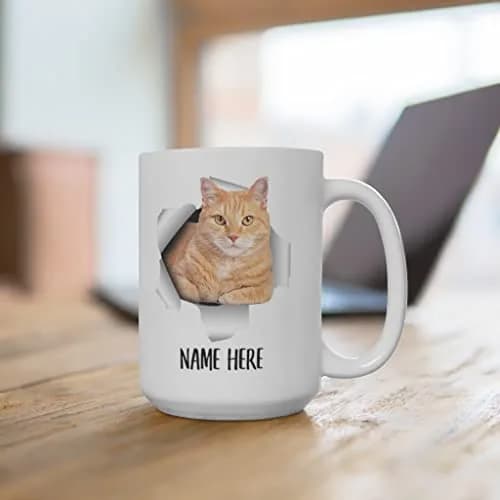 Lovesout Funny Personalized Name Tabby Cat Orange Custom Text Christmas 2026 Gifts White Coffee Mug 443ml (15oz) | Unique Gift for Cat Lovers thumbnail 4