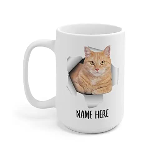 Lovesout Funny Personalized Name Tabby Cat Orange Custom Text Christmas 2026 Gifts White Coffee Mug 443ml (15oz) | Unique Gift for Cat Lovers thumbnail 3