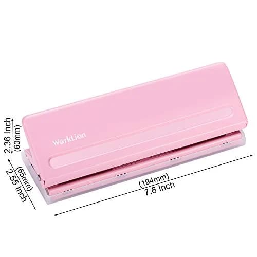 WORKLION Adjustable 6 Hole Punch: Metal Six Hole Puncher for Planners and 6-Ring Binders with 6 Sheet Capacity for A4 / A5 / A6 / Personal/Pocket Size (Pink) thumbnail 5