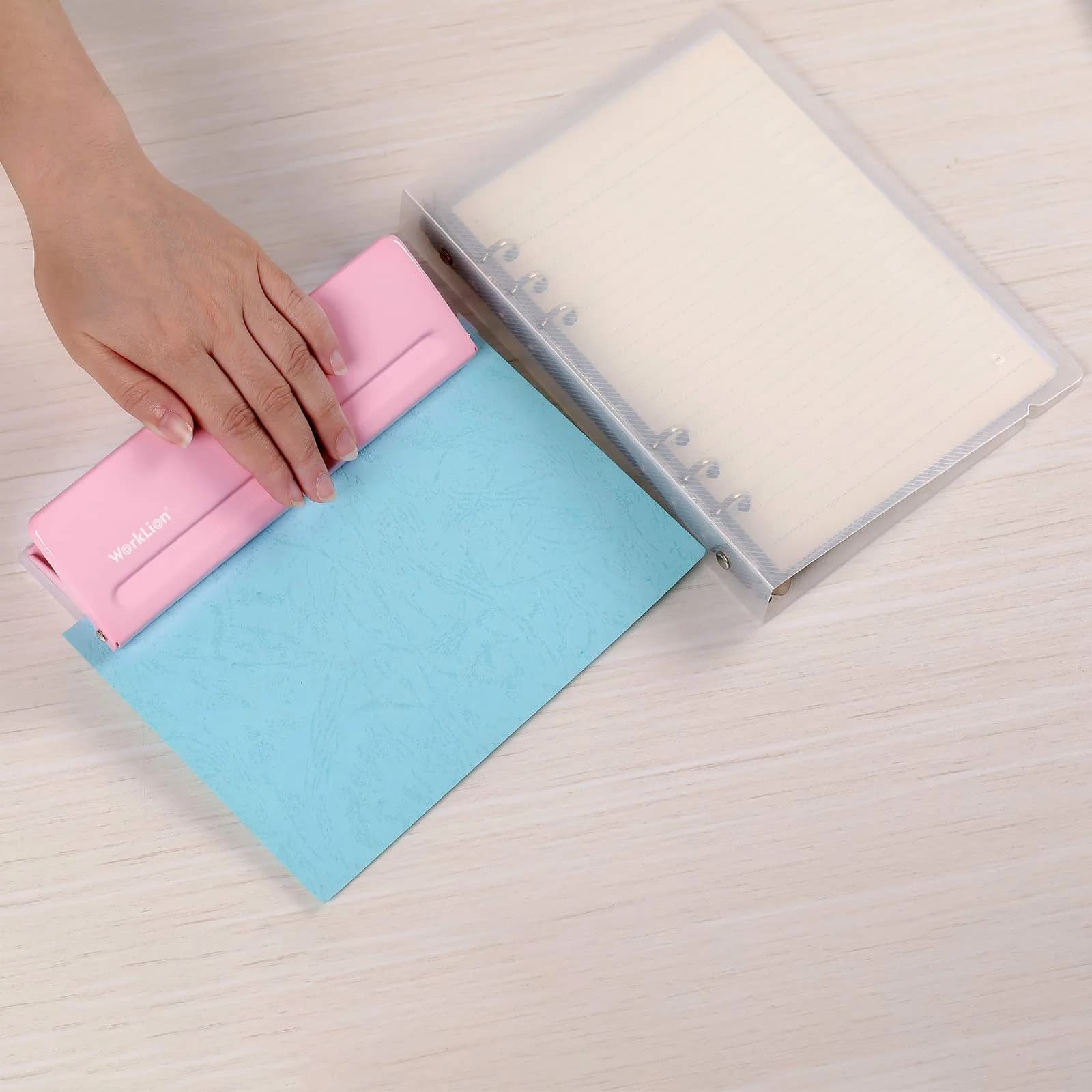 WORKLION Adjustable 6 Hole Punch: Metal Six Hole Puncher for Planners and 6-Ring Binders with 6 Sheet Capacity for A4 / A5 / A6 / Personal/Pocket Size (Pink) - view 6