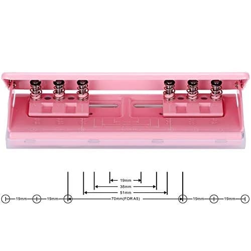 WORKLION Adjustable 6 Hole Punch: Metal Six Hole Puncher for Planners and 6-Ring Binders with 6 Sheet Capacity for A4 / A5 / A6 / Personal/Pocket Size (Pink) thumbnail 2