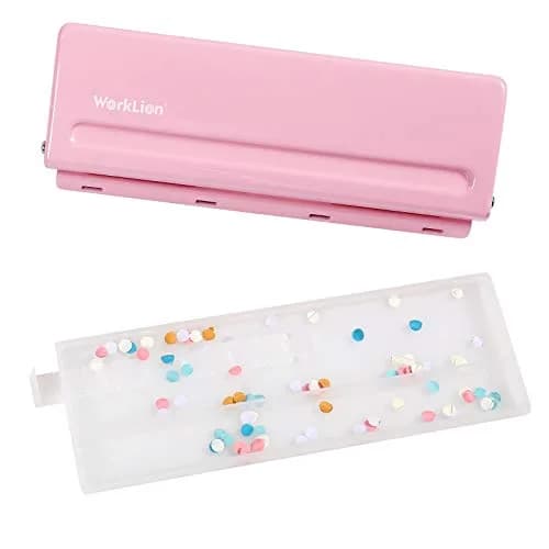 WORKLION Adjustable 6 Hole Punch: Metal Six Hole Puncher for Planners and 6-Ring Binders with 6 Sheet Capacity for A4 / A5 / A6 / Personal/Pocket Size (Pink) thumbnail 3