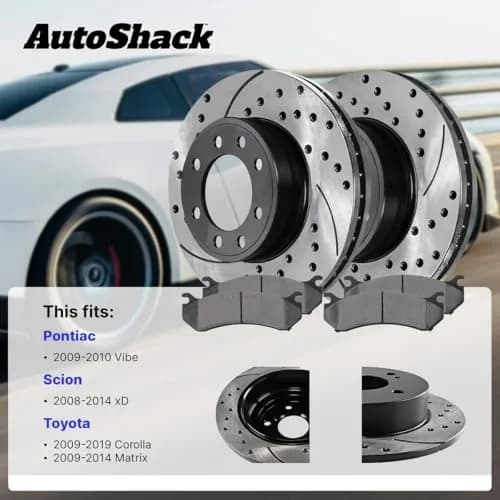 AutoShack Front Vented E-Coated Rotors 10.83" (275 mm) & Ceramic Pads | Reliable Brake Kit for Toyota & Pontiac thumbnail 2