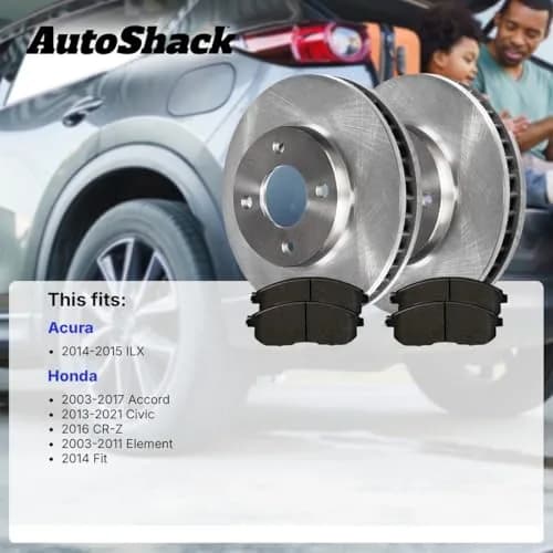AutoShack Front Brake Rotors Vented 11.1" (281.95 mm) & Ceramic Pads | Dependable Stopping Performance thumbnail 2