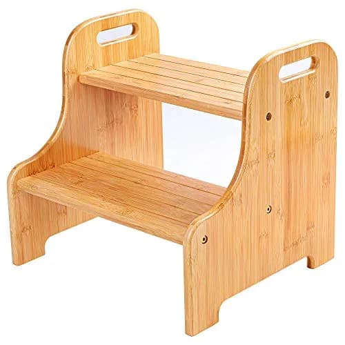 VaeFae Bamboo 2-Step Stool | Natural Bamboo, Stable & Non-Slip, Easy Assembly (70-120 chars) thumbnail 1