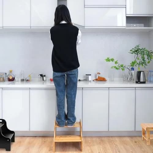 VaeFae Bamboo 2-Step Stool | Natural Bamboo, Stable & Non-Slip, Easy Assembly (70-120 chars) thumbnail 5