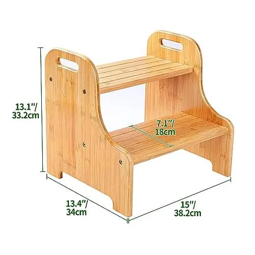 VaeFae Bamboo 2-Step Stool | Natural Bamboo, Stable & Non-Slip, Easy Assembly (70-120 chars) thumbnail 2
