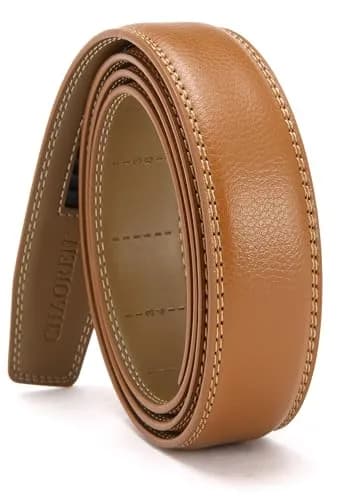 CHAOREN Ratchet Belt Replacement Strap 1 1/4" Litchi Light Brown | Genuine Leather, Adjustable Fit thumbnail 1