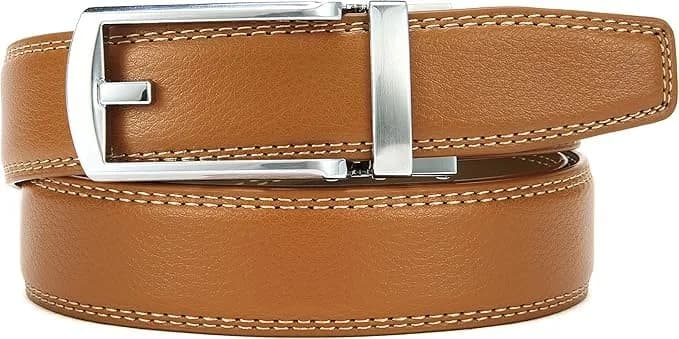 CHAOREN Ratchet Belt Replacement Strap 1 1/4" Litchi Light Brown | Genuine Leather, Adjustable Fit thumbnail 6