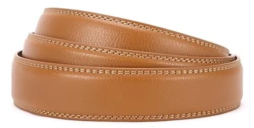CHAOREN Ratchet Belt Replacement Strap 1 1/4" Litchi Light Brown | Genuine Leather, Adjustable Fit thumbnail 4