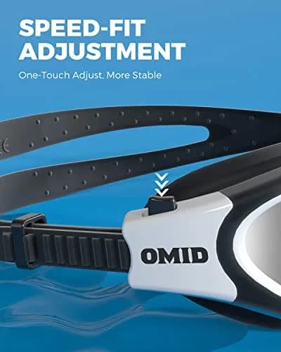OMID Polarized Swim Goggles with Anti-Fog & UV Protection | Silver Lens, Black/White Frame (1.93 in Height) thumbnail 7