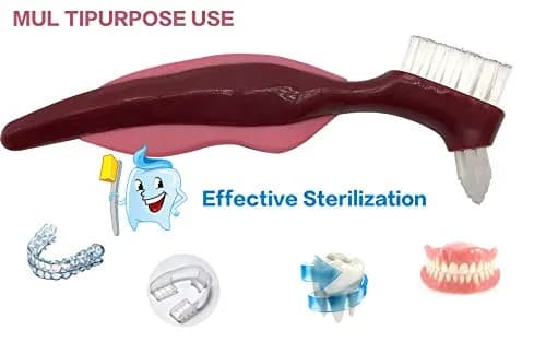 Uouovo Premium Hard Denture Brush Toothbrush 2-Pack | Double-Sided Bristles for Effective Denture Cleaning thumbnail 2