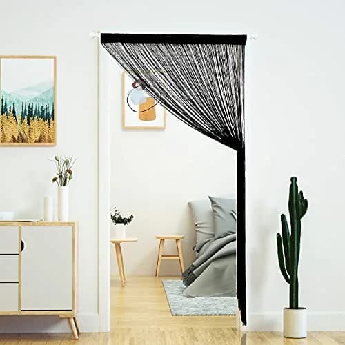 YaoYue Beaded Door String Curtain for Doorway 39"W x 110"L Black | Eco-Friendly Polyester, Room Divider & Door Privacy thumbnail 7